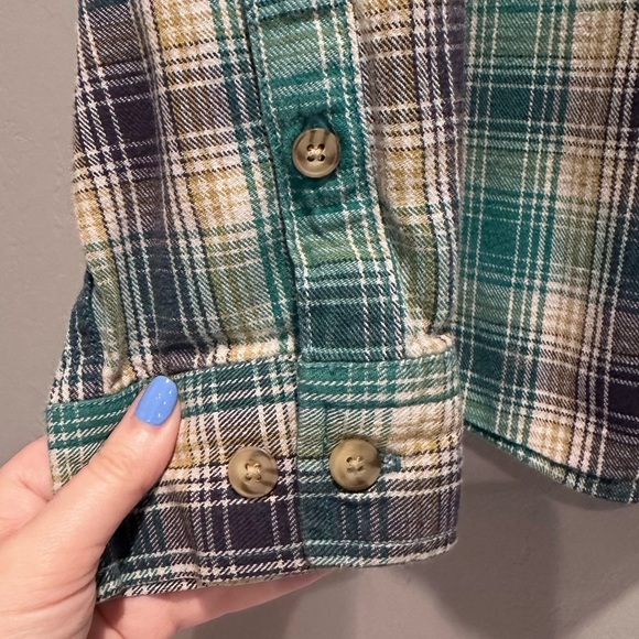 Duluth Trading Co Women's Blue Plaid Flannel Button Down Cotton Shirt Size XL - Picture 5 of 5
